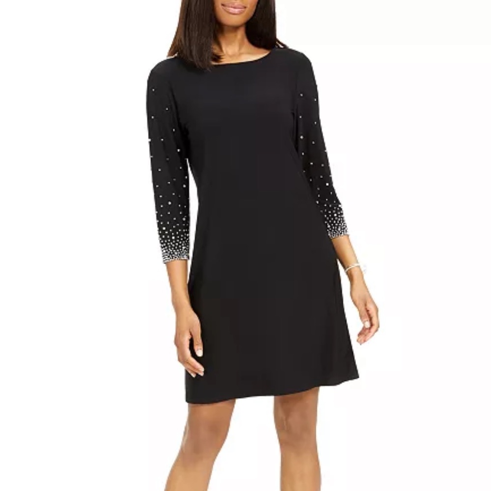MSK Black Embellished Sleeve Sheath Dress